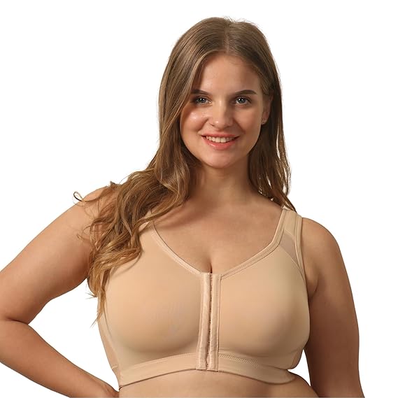 SOIE Women’s Front Closure Full Coverage Bra – Non-Padded, Non-Wired, Posture Support